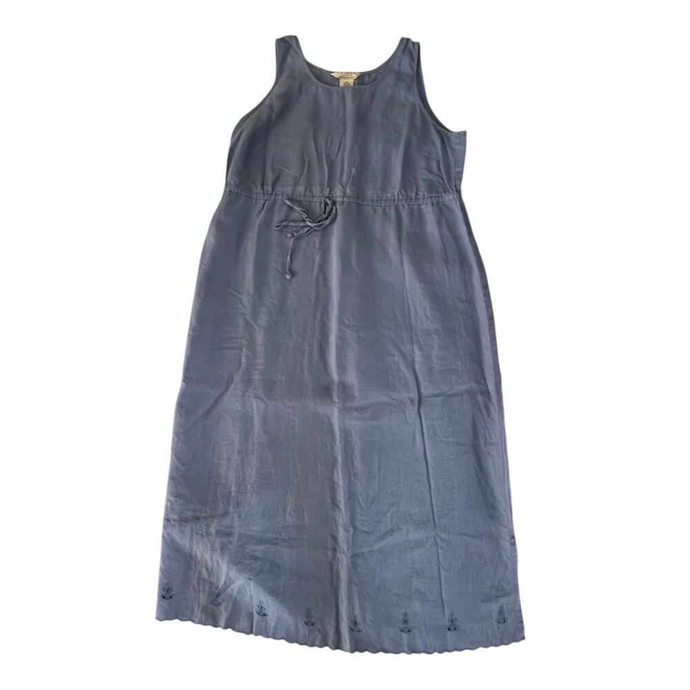 Size 1X/2X John Paul Richard Vintage Dress Blue Sleeveless Floral Linen